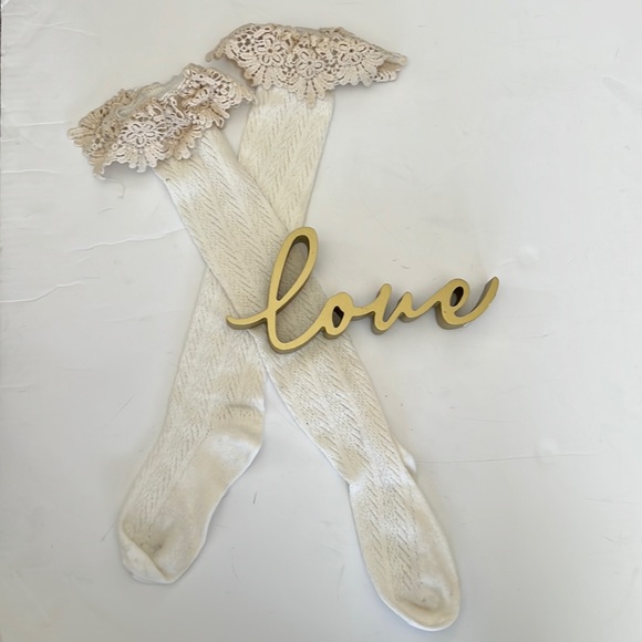 Accessories Boot Topper Cream Knee Sock With Tan Lace Poshmark